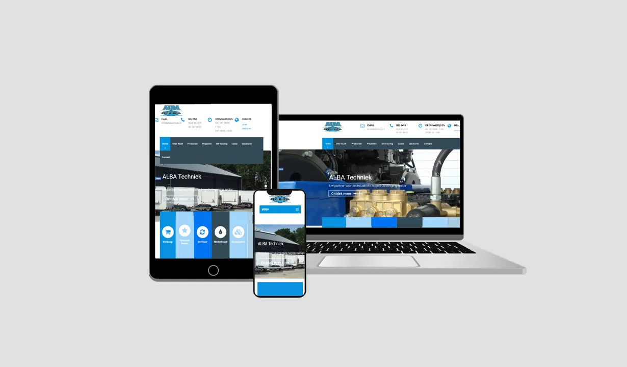 foto's van website voor ALBA Techniek